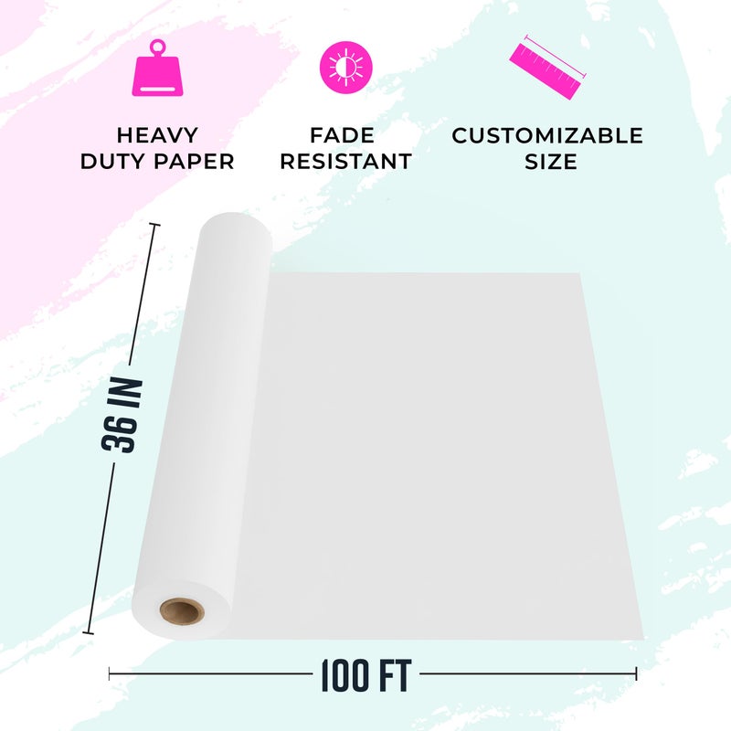 Bryco Goods White Kraft Paper Roll - 36â€ x 100â€™ (1200â€) - Made in USA - Banner Paper for Painting, Easel Use, Bulletin Boards, Wall DÃ©cor, Gift Wrapping, and Children's Projects - Image 3